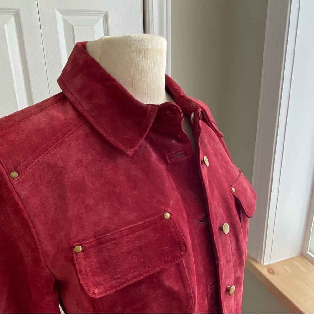Vintage Alice Blue Burgundy Suede Jacket Size M - Picture 7 of 12